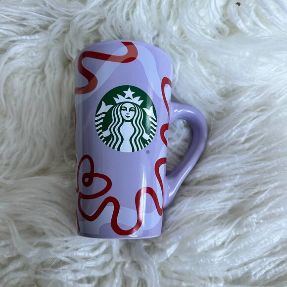 Starbucks Collector Mug Purple and Red Ribbon Hearts - Picture 1 of 4
